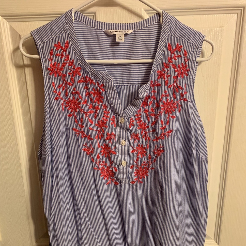 Flower printed and striped tank top